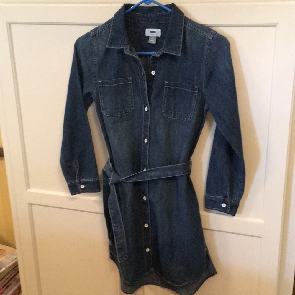 Old Navy Denim Girls Long Sleeve Dress Size 10-12